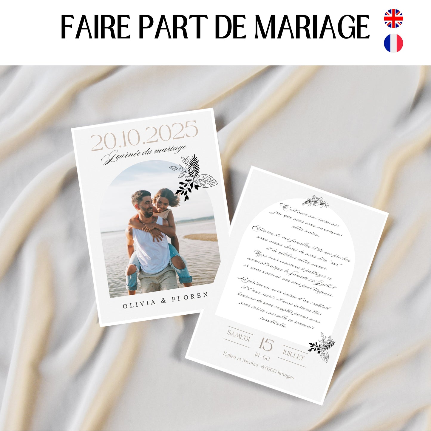 Faire-part de Mariage personnalisé Design d'Audrey