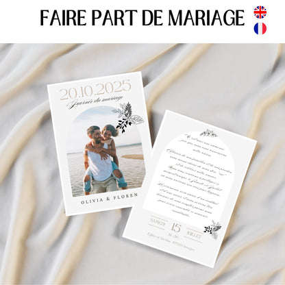 Faire-part de Mariage personnalisé Design d'Audrey