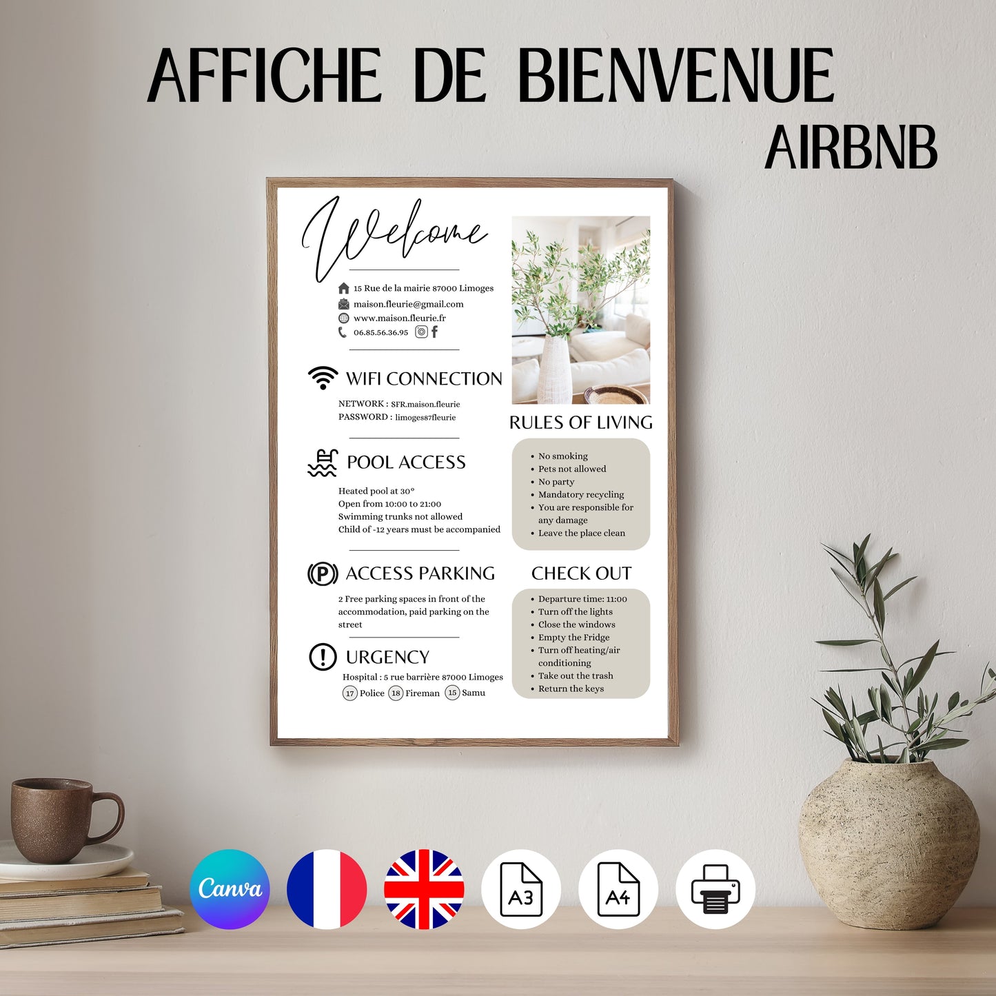 Affiche de bienvenue Design d'Audrey