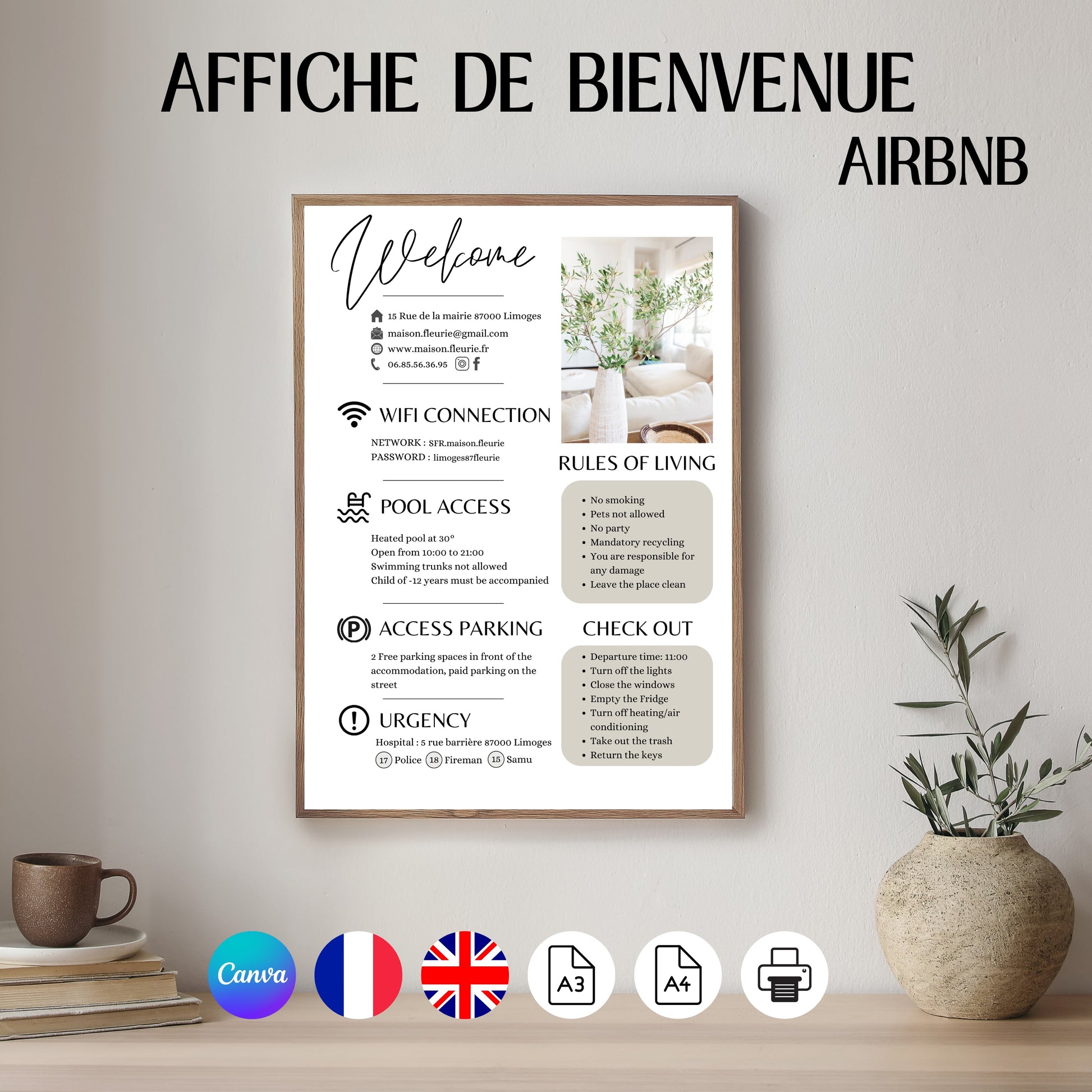 Affiche de bienvenue Design d'Audrey