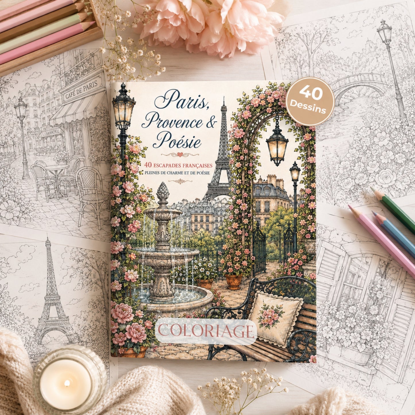 Coloriage de Paris, Provence et poésie