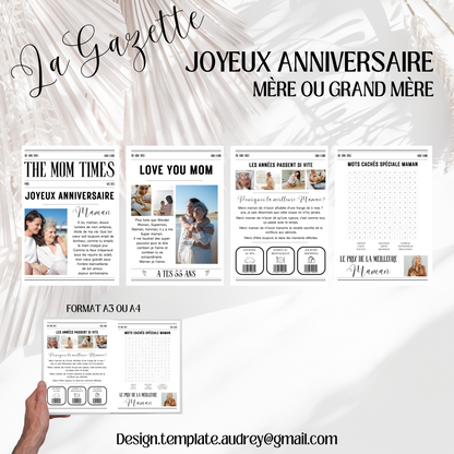 Gazette personnalisée anniversaire des mères