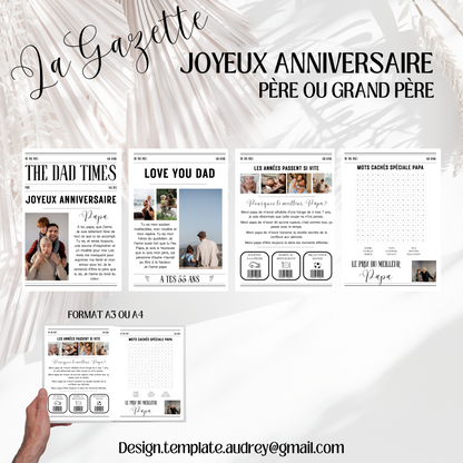 Gazette personnalisable anniversaire père