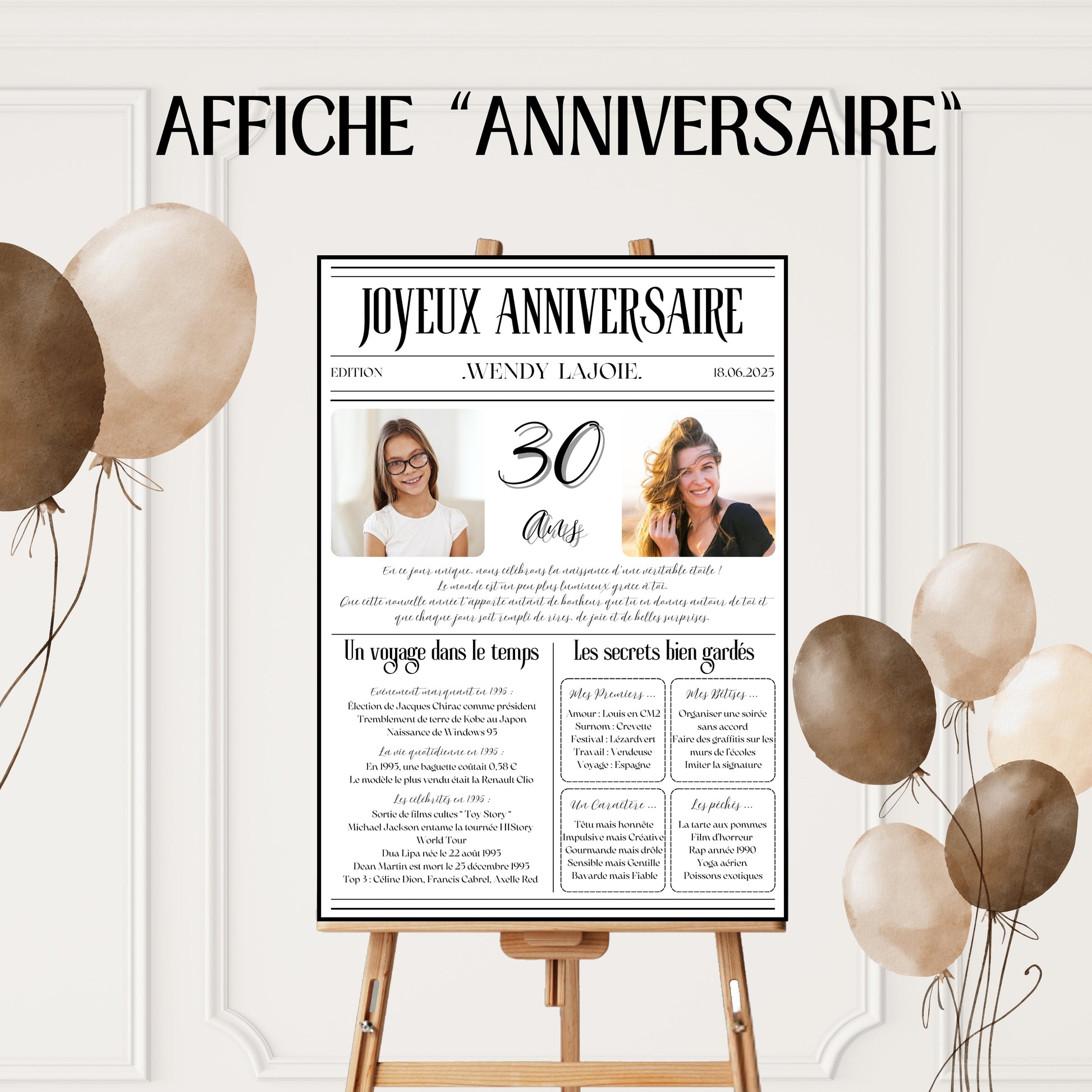 Affiche anniversaire style gazette Design d'Audrey