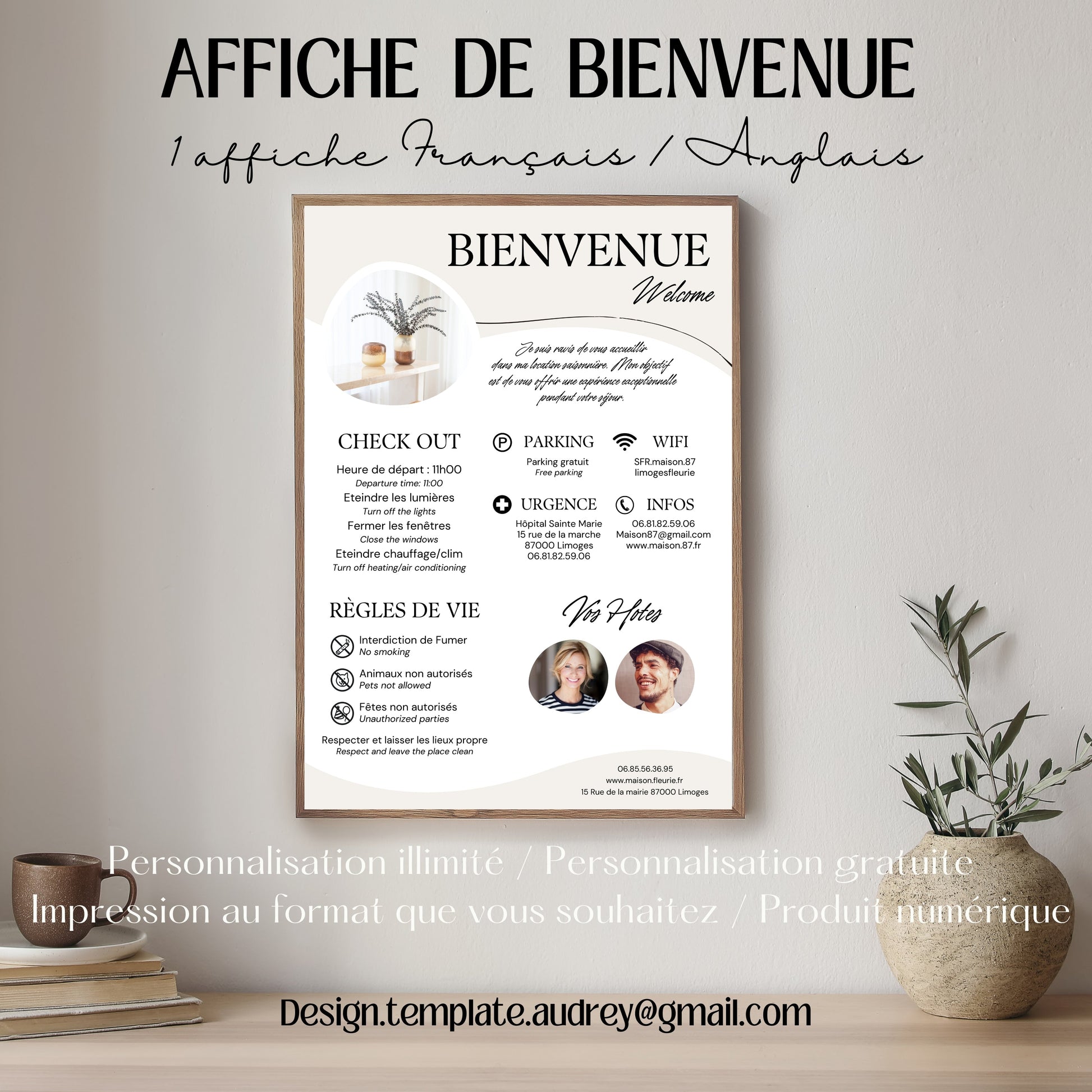 Affiche de bienvenue Design d'Audrey