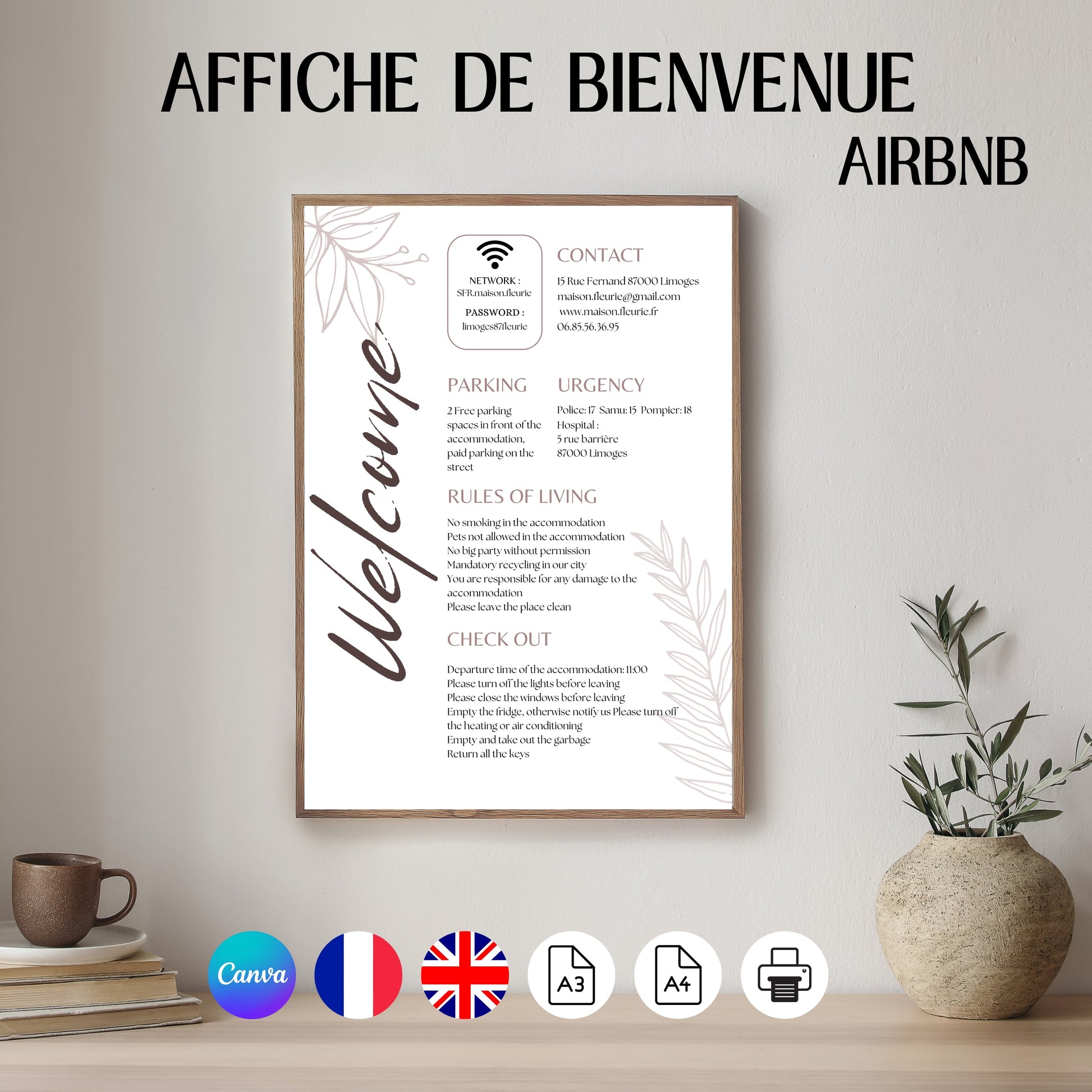 Affiche de bienvenue Design d'Audrey
