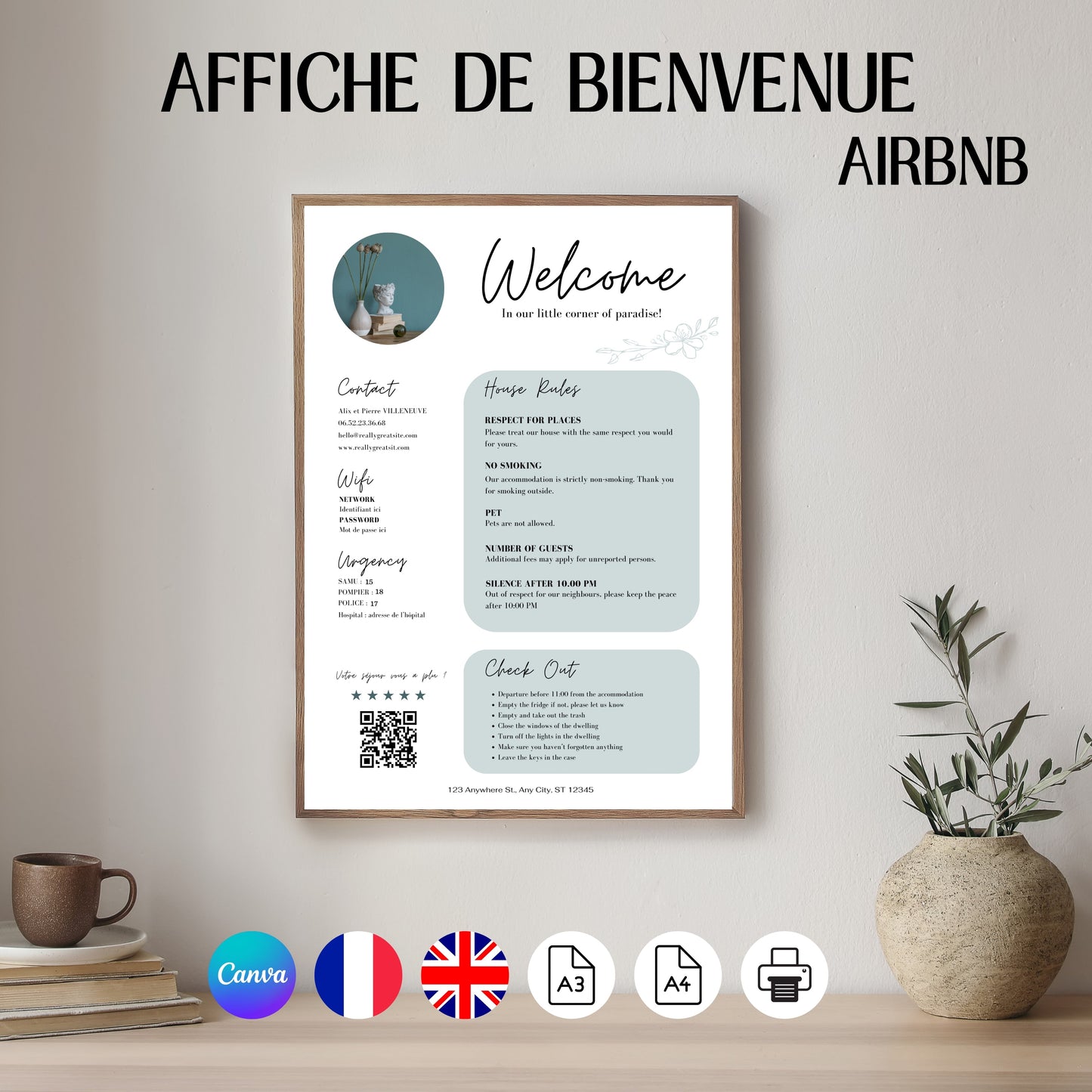 Affiche de bienvenue Design d'Audrey