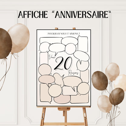 Affiche anniversaire humour 20 ans Design d'Audrey