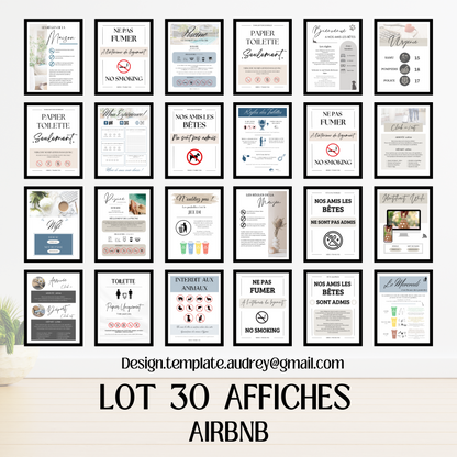 Lot 30 Affiches d'informations AIRBNB