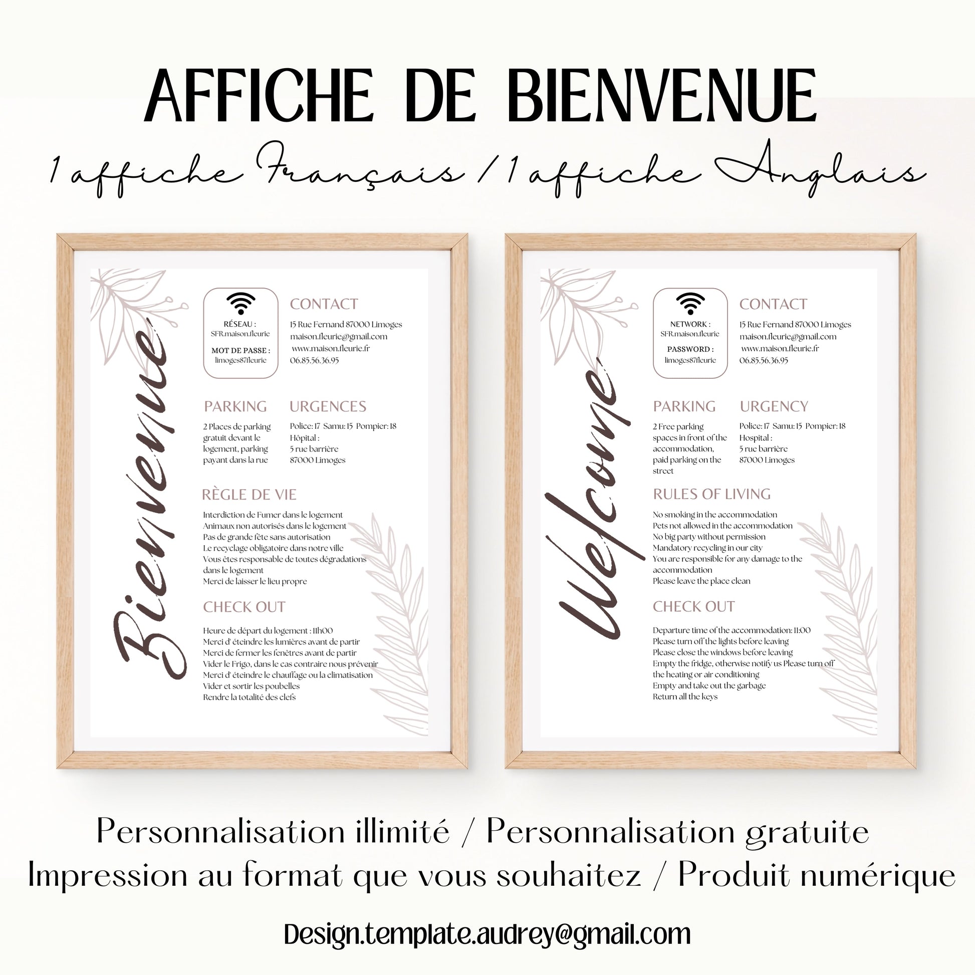Affiche de bienvenue Design d'Audrey