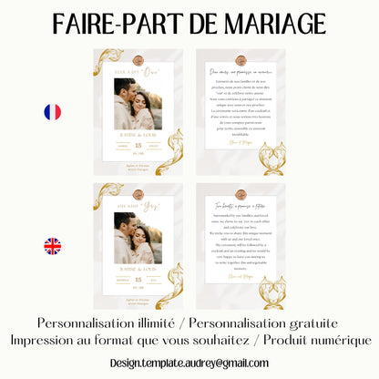 Faire-part de Mariage personnalisé Design d'Audrey