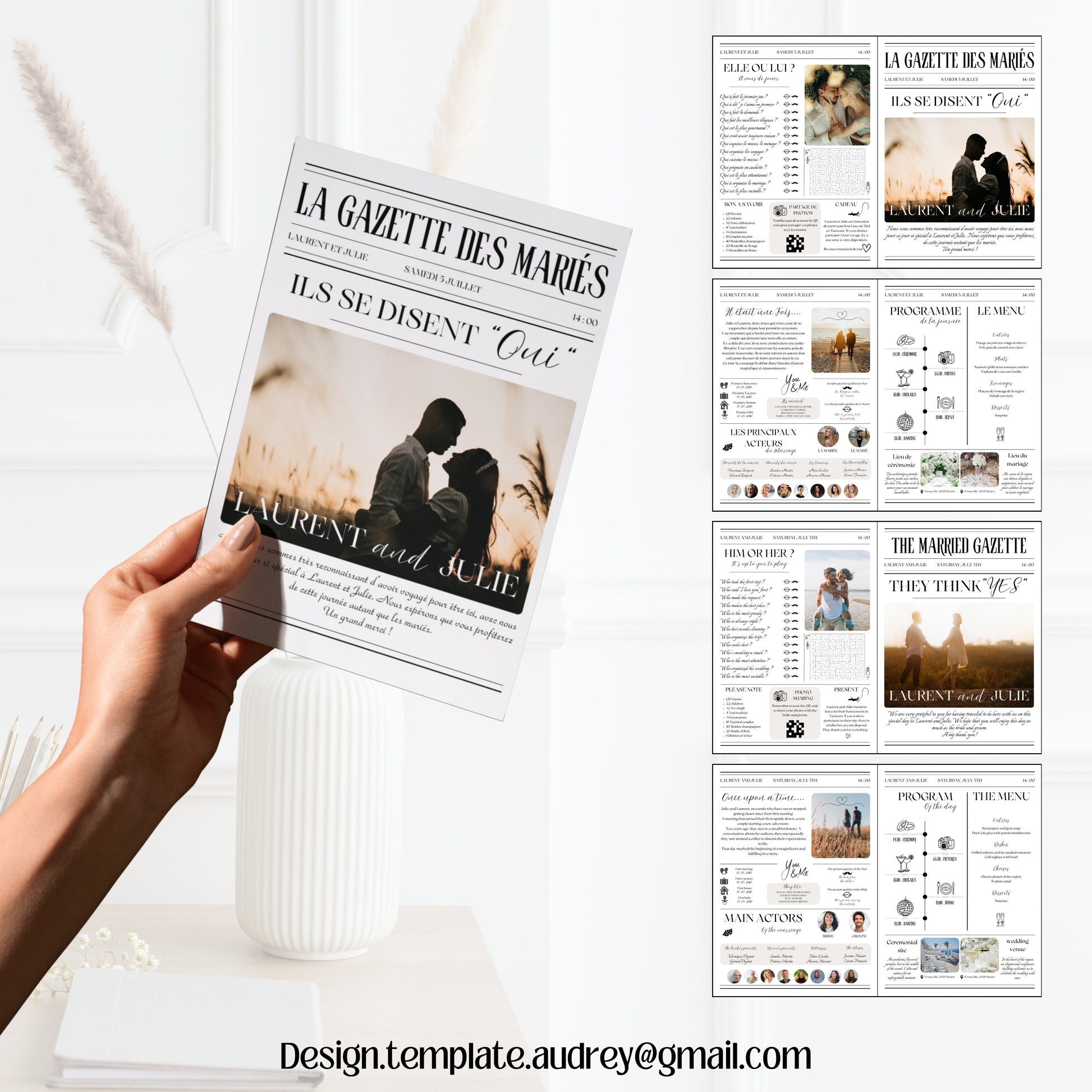Gazette des mariés 4 pages Design d'Audrey