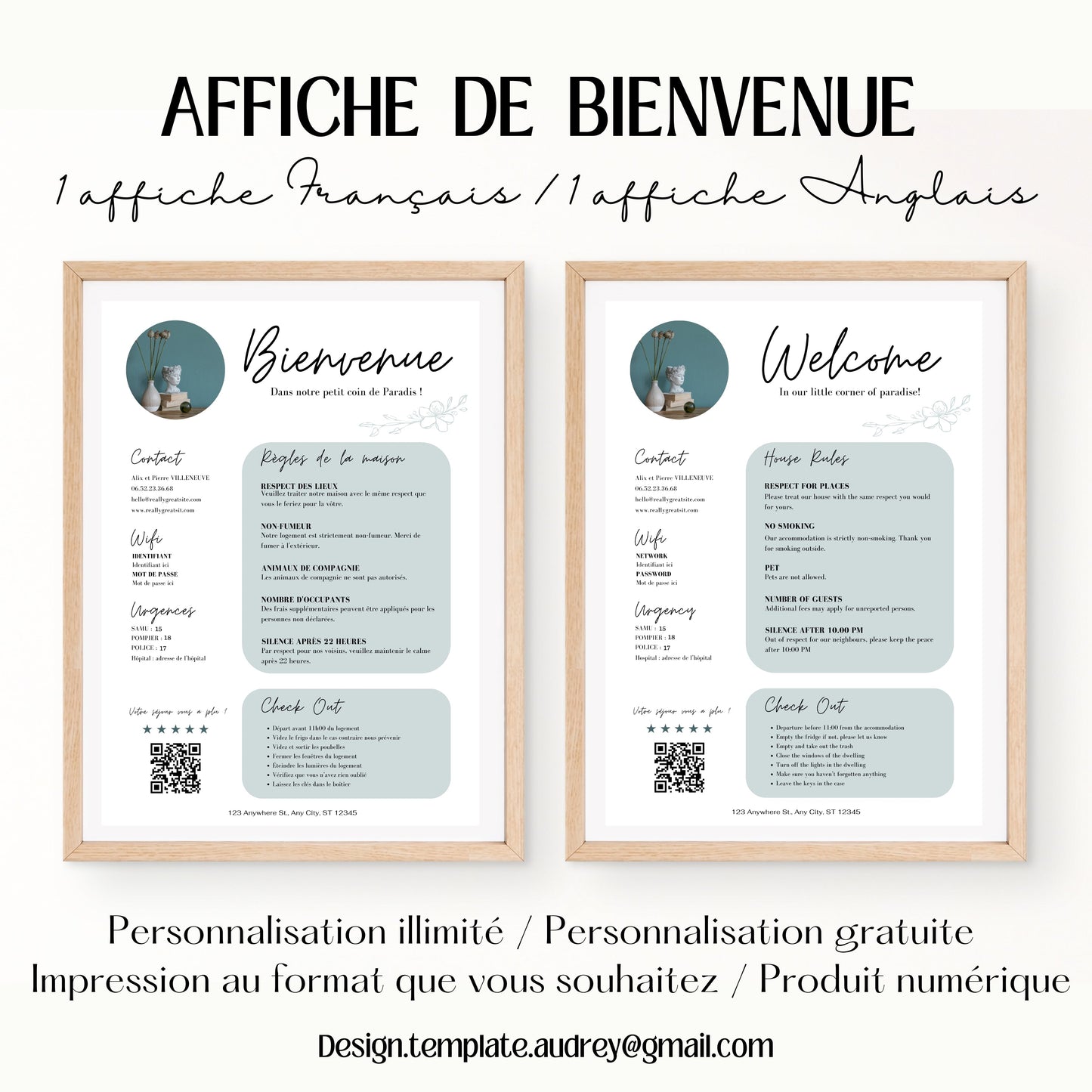 Affiche de bienvenue Design d'Audrey