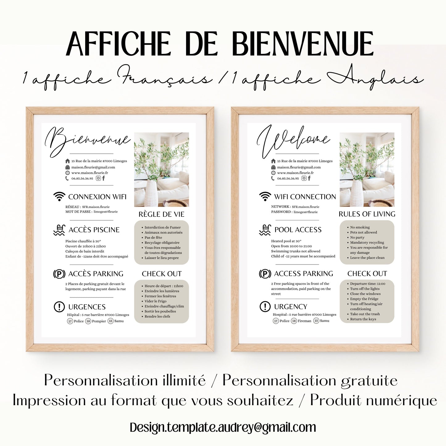 Affiche de bienvenue Design d'Audrey