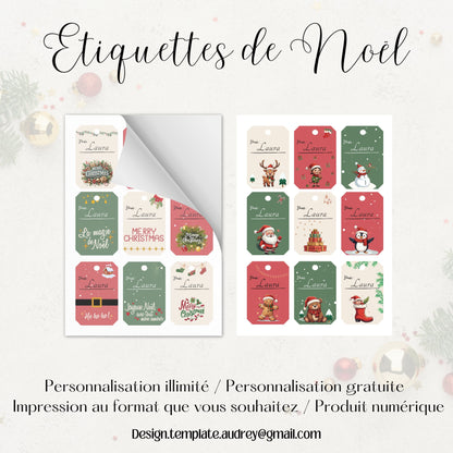 Étiquettes cadeaux de Noël Design d'Audrey
