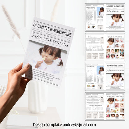 Gazette d'anniversaire Design d'Audrey