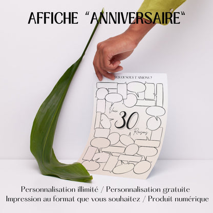 Affiche anniversaire humour 30 ans Design d'Audrey