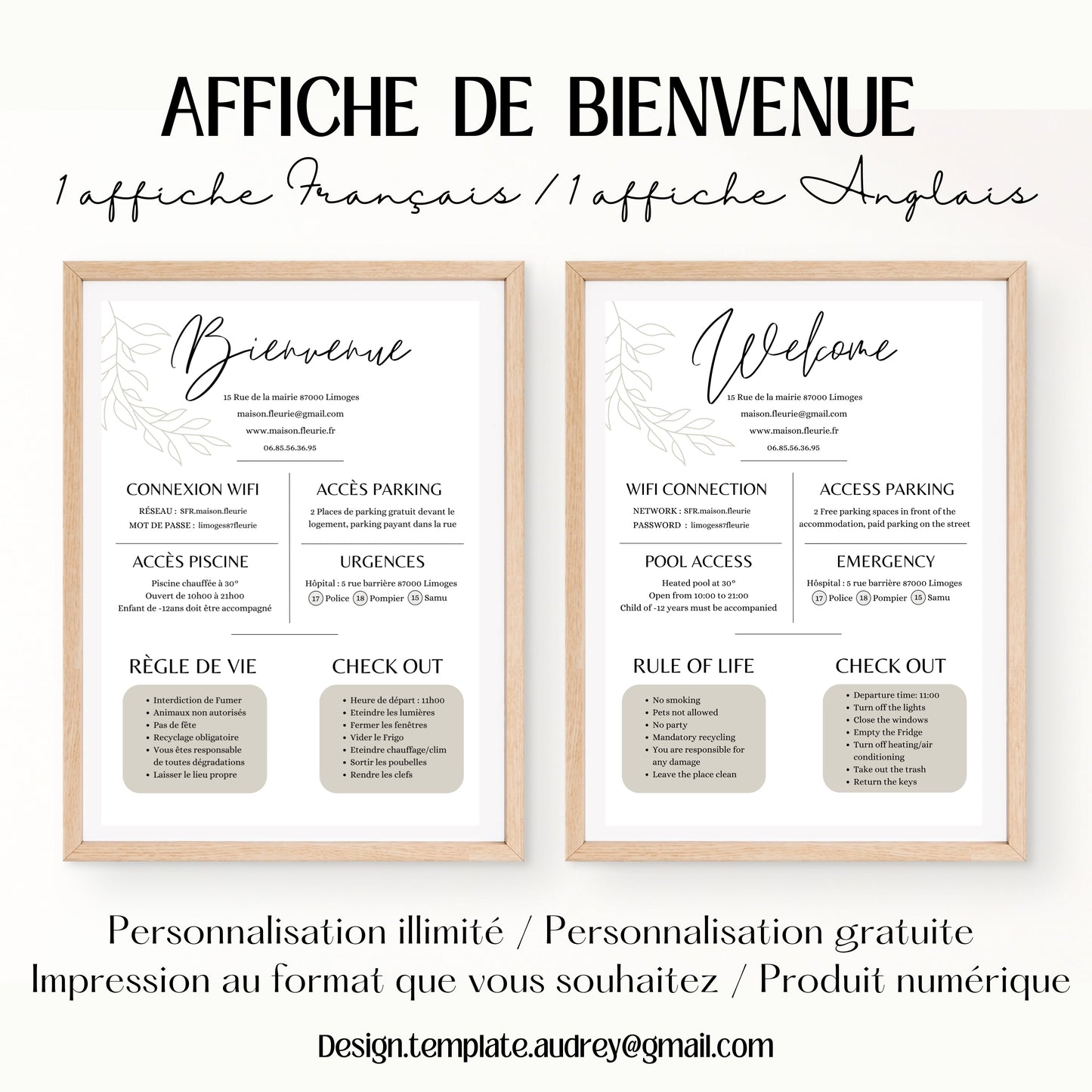 Affiche de bienvenue Design d'Audrey