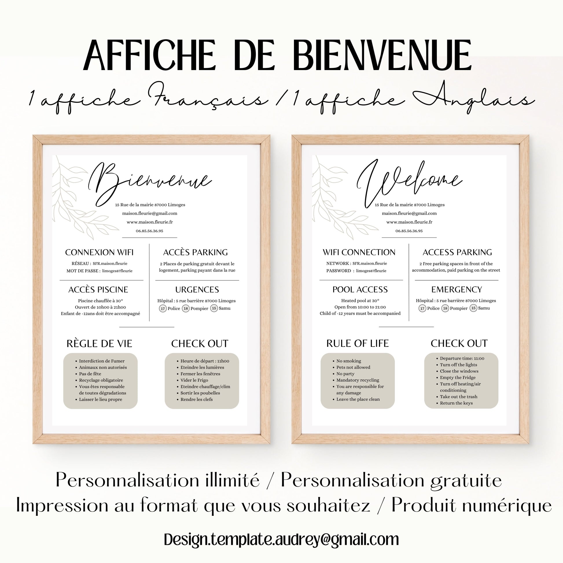 Affiche de bienvenue Design d'Audrey