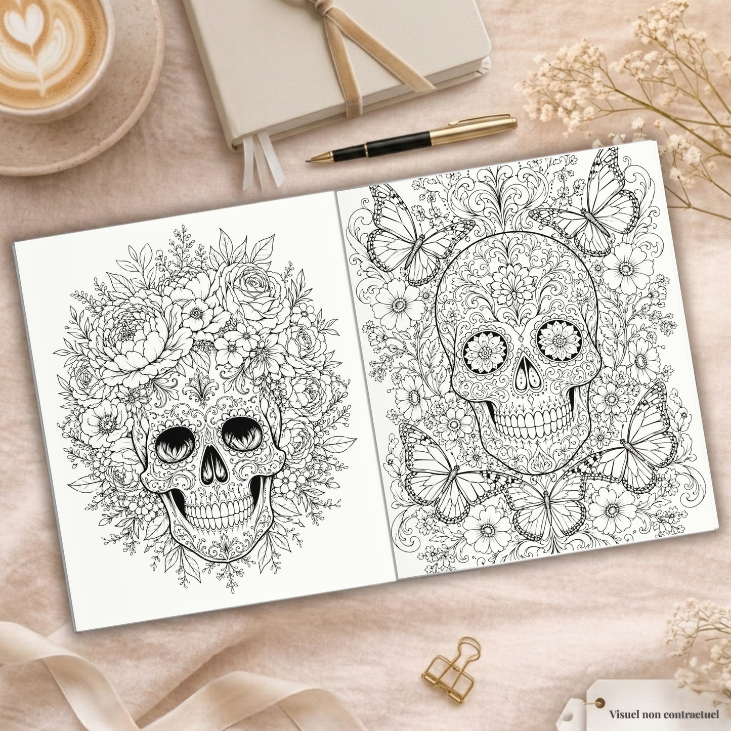 Coloriage Skulls et blossums