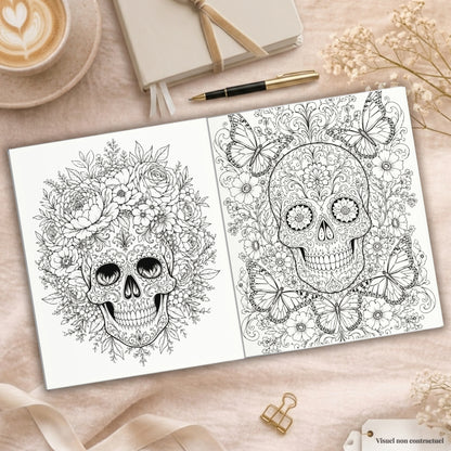 Coloriage Skulls et blossums