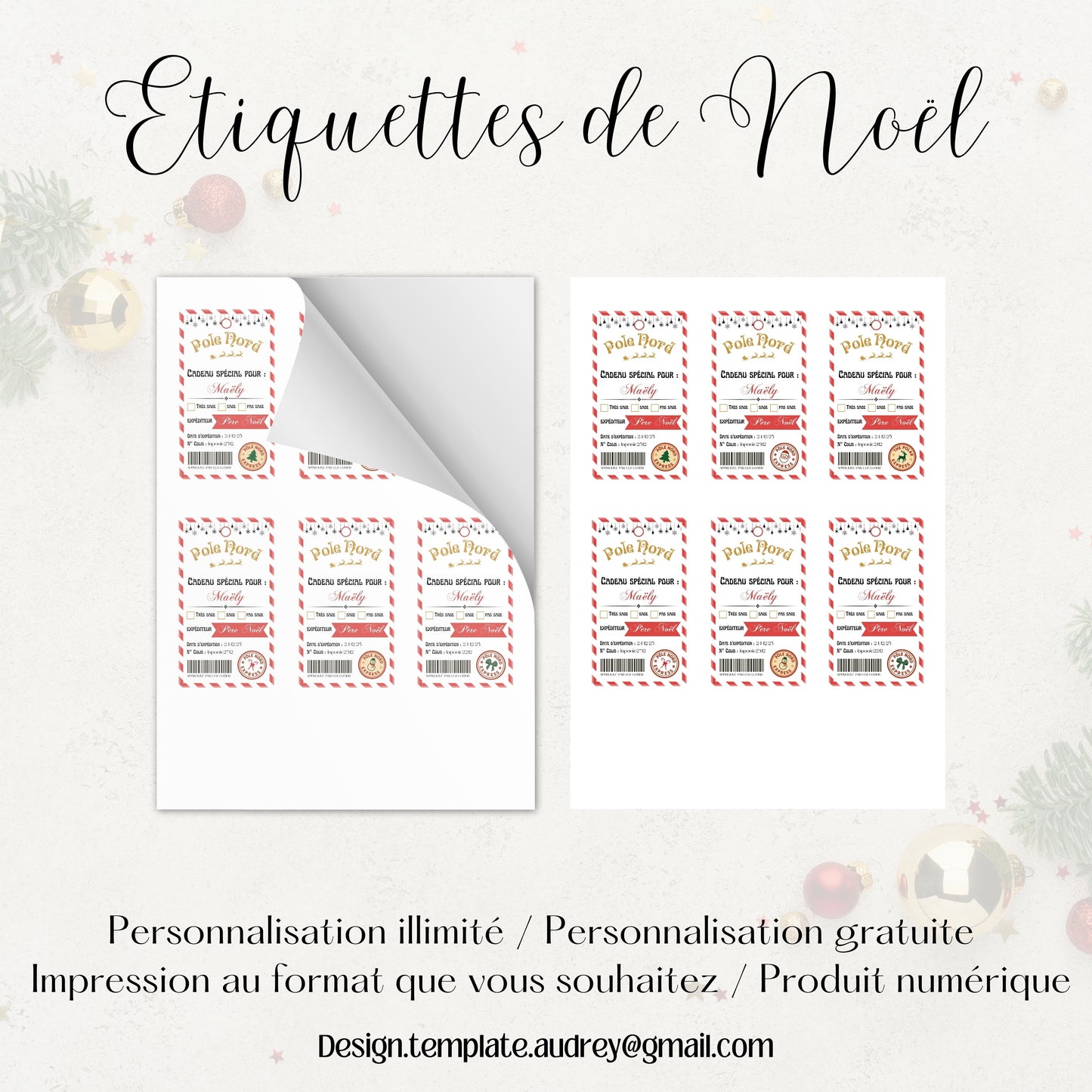 Étiquettes cadeaux de Noël Design d'Audrey