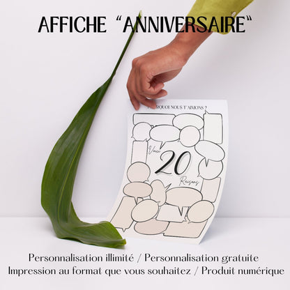 Affiche anniversaire humour 20 ans Design d'Audrey