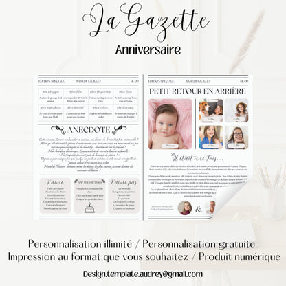 Gazette d'anniversaire Enfant Design d'Audrey