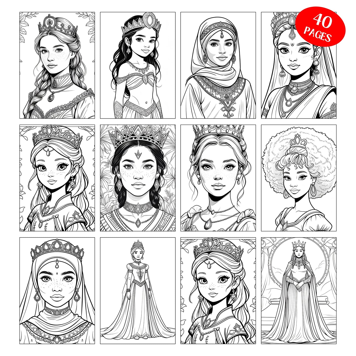 Coloriage Princesse du Monde Design d'Audrey