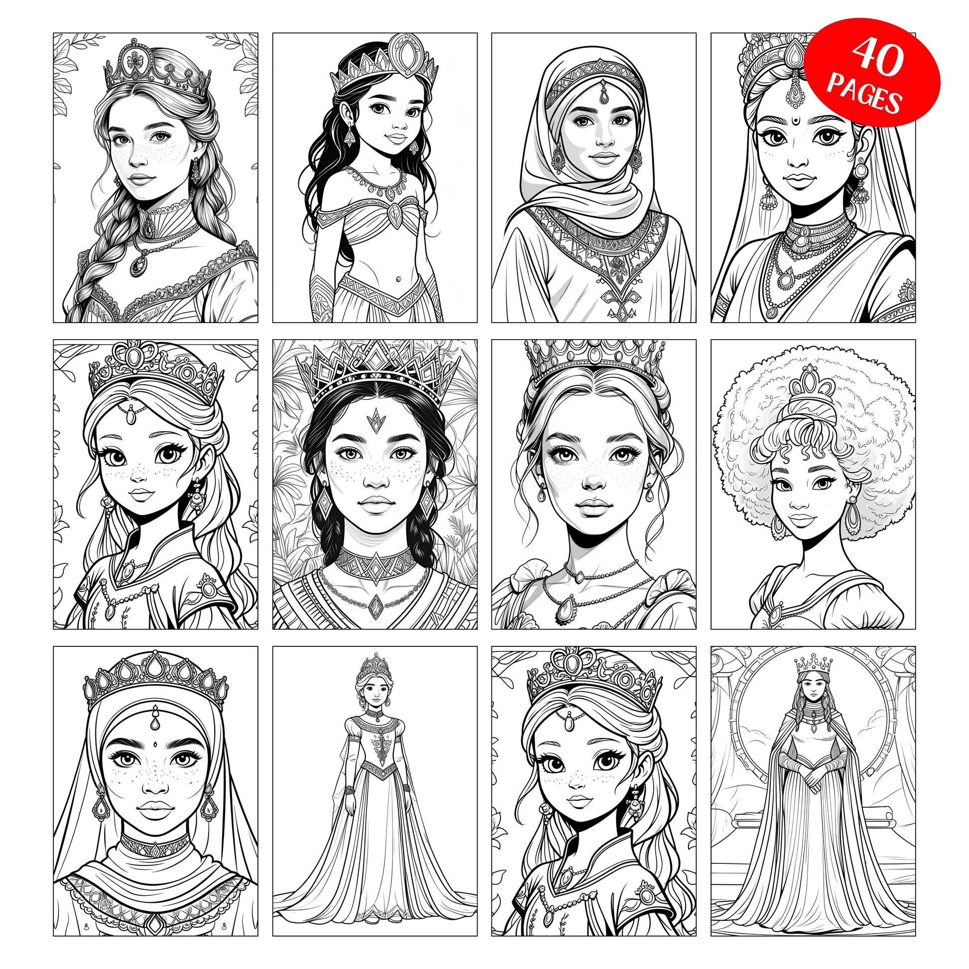 Coloriage Princesse du Monde Design d'Audrey