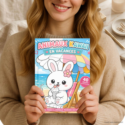 Coloriage Animaux Kawaii en Vacances
