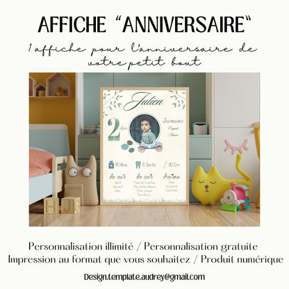 Affiche anniversaire voiture Design d'Audrey
