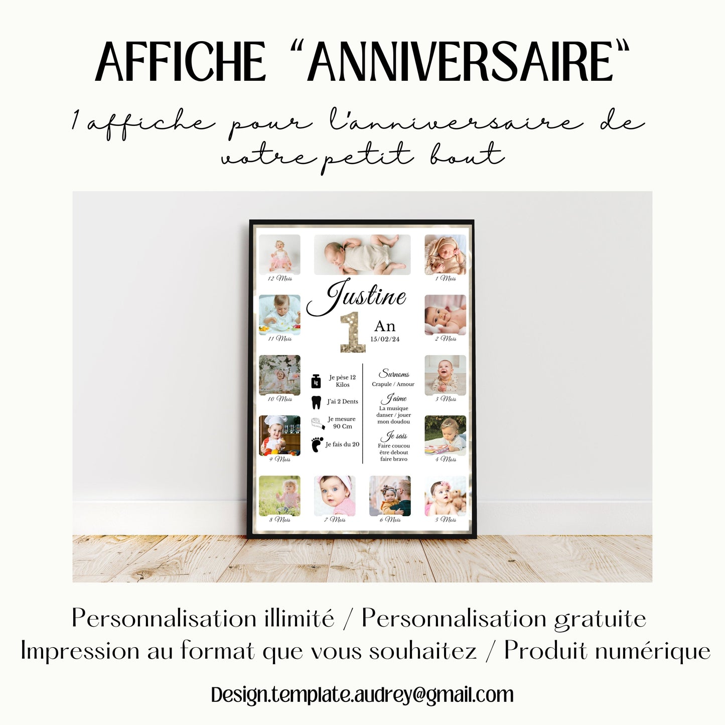 Affiche premier anniversaire Design d'Audrey
