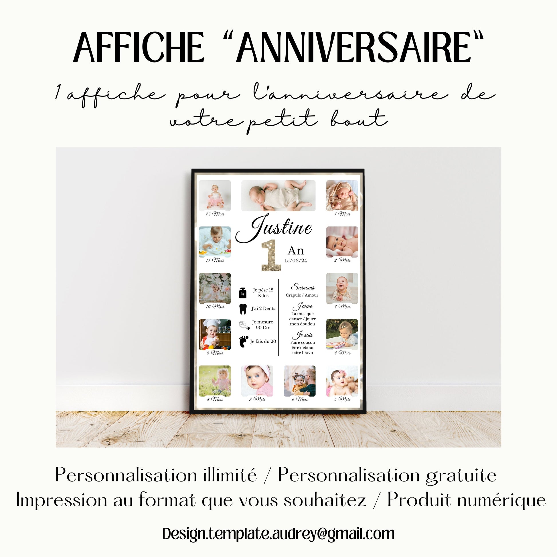 Affiche premier anniversaire Design d'Audrey