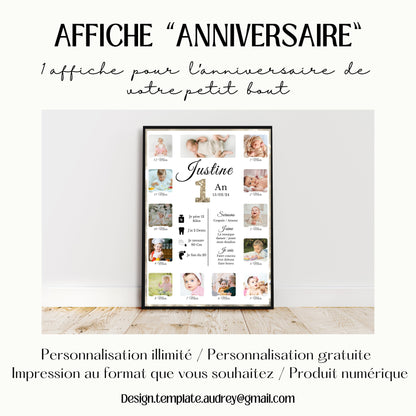 Affiche premier anniversaire Design d'Audrey
