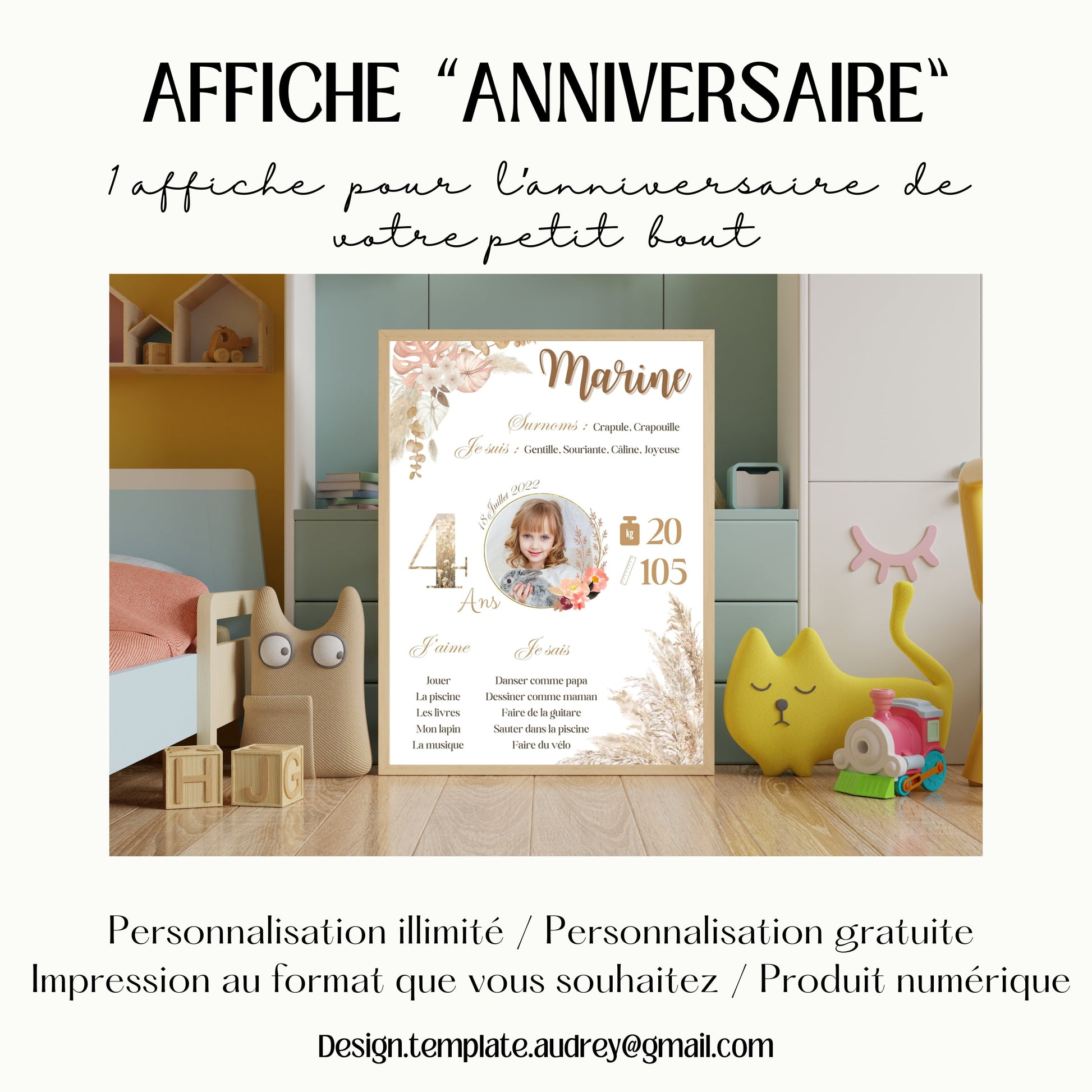 Affiche anniversaire Florale Design d'Audrey