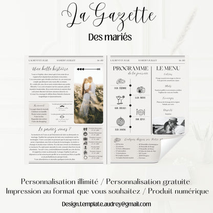 Gazette des mariés 4 pages Design d'Audrey