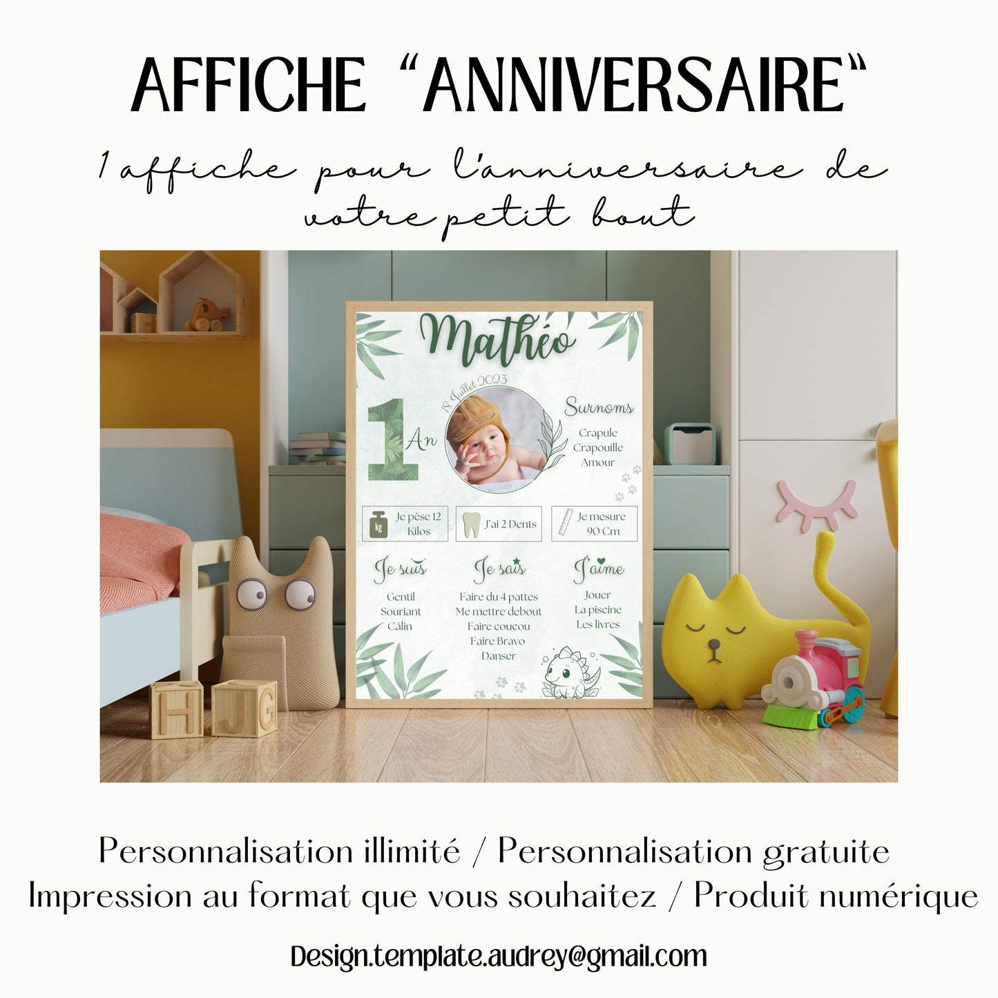 Affiche anniversaire personnalisée Design d'Audrey