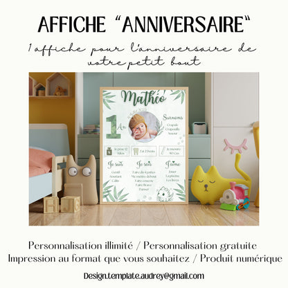 Affiche anniversaire personnalisée Design d'Audrey