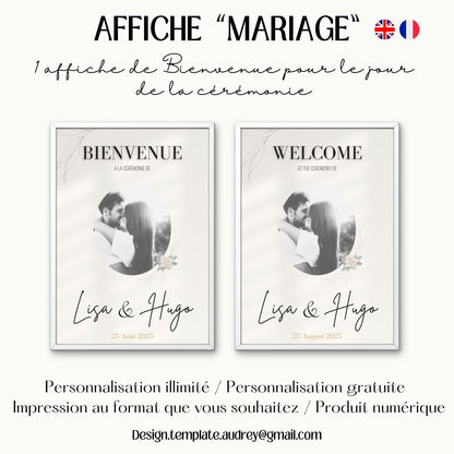 Affiche bienvenue Mariage Design d'Audrey