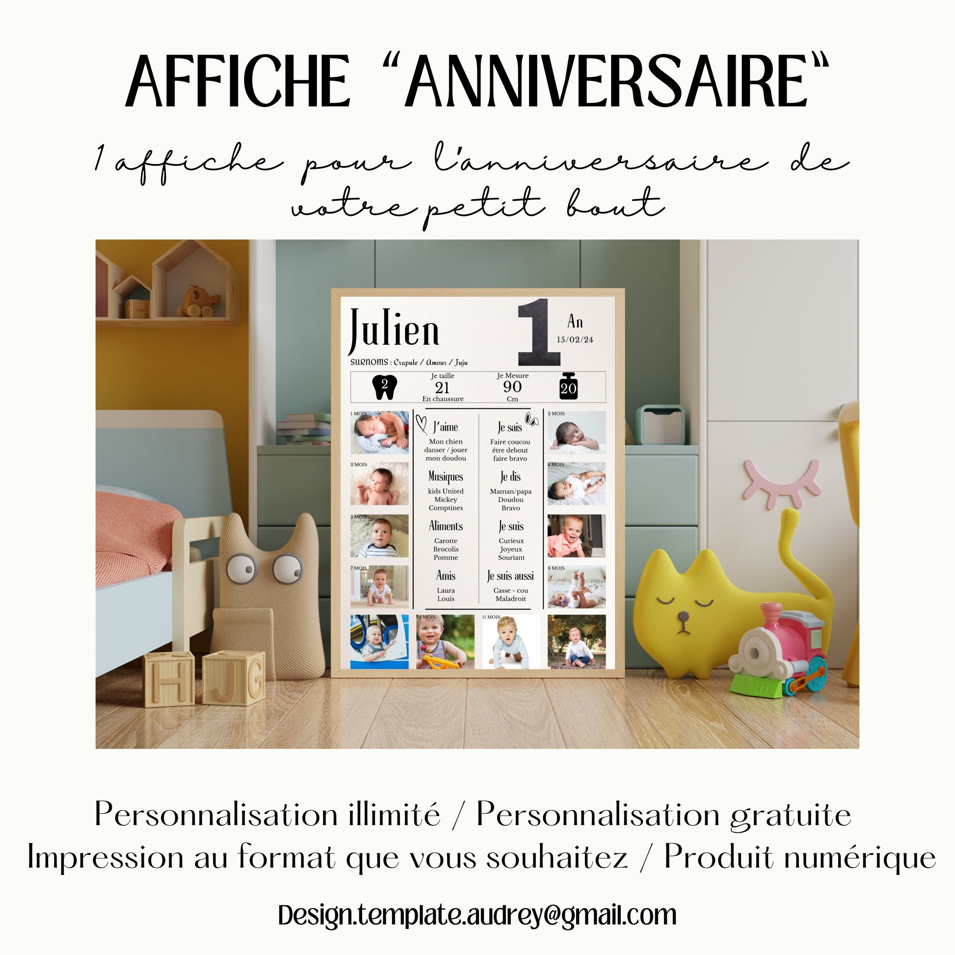 Affiche anniversaire journal 1 ans Design d'Audrey
