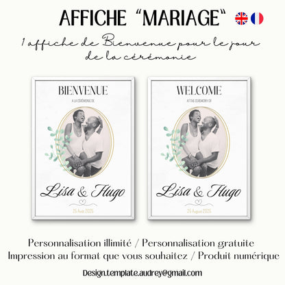 Affiche bienvenue Mariage Design d'Audrey