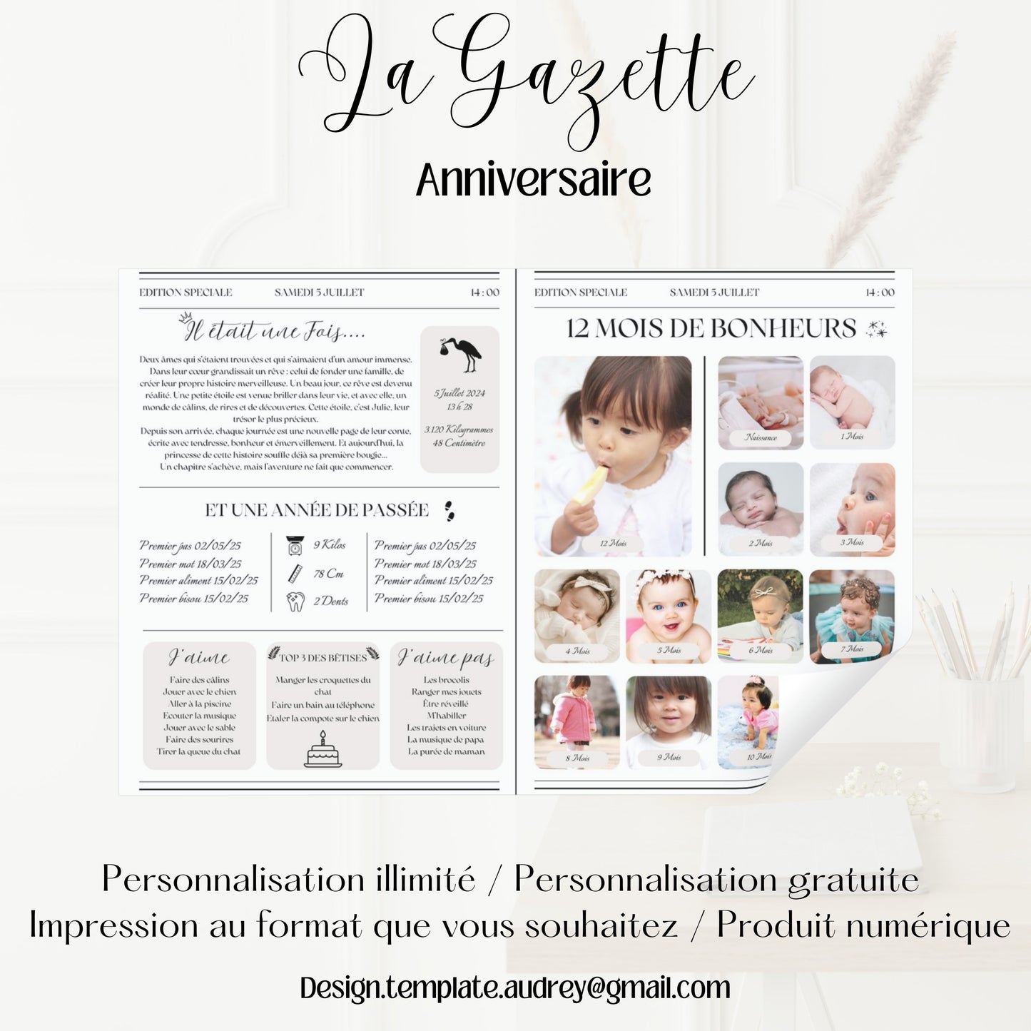 Gazette d'anniversaire Design d'Audrey