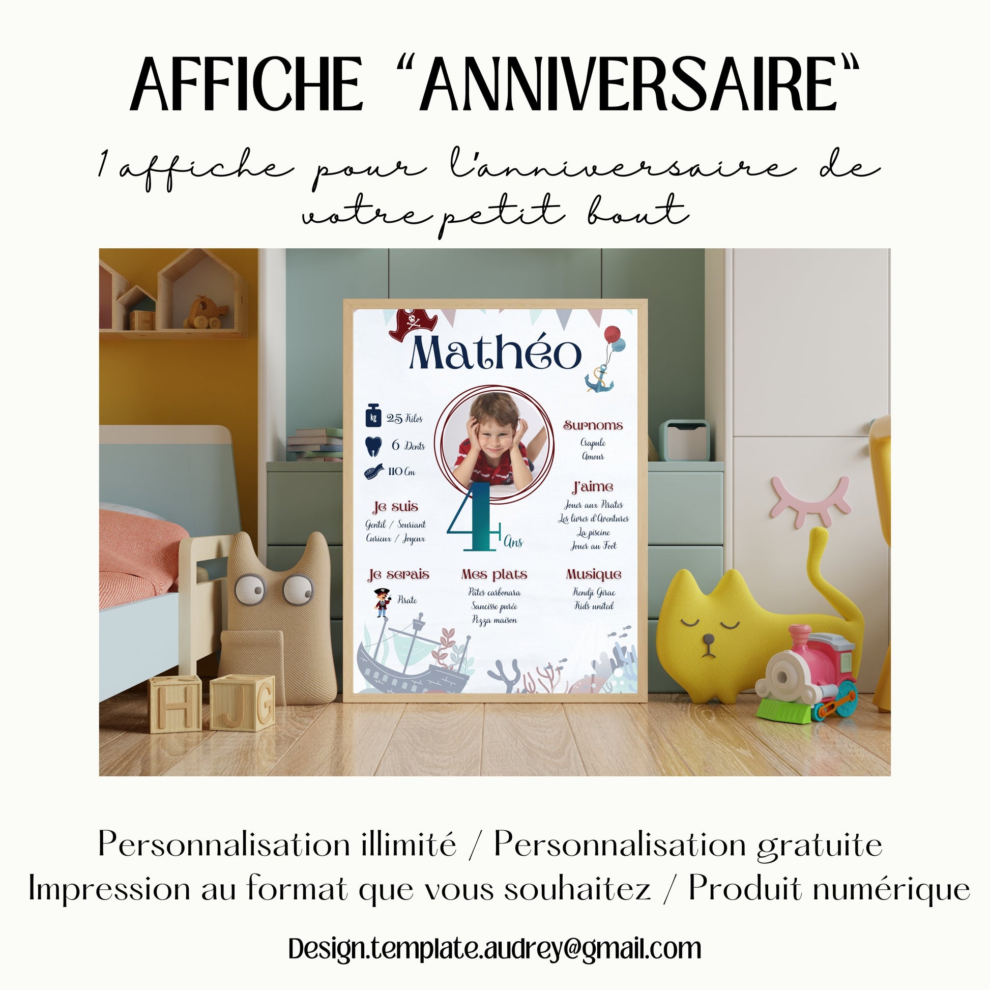 Affiche anniversaire Pirate Design d'Audrey