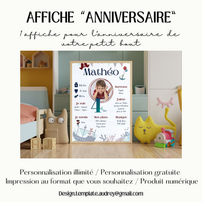 Affiche anniversaire Pirate Design d'Audrey