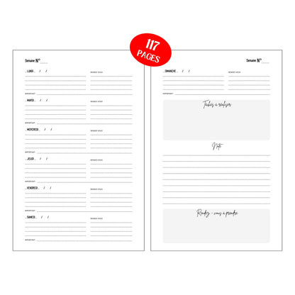 Agenda Semainier Non Daté Design d'Audrey