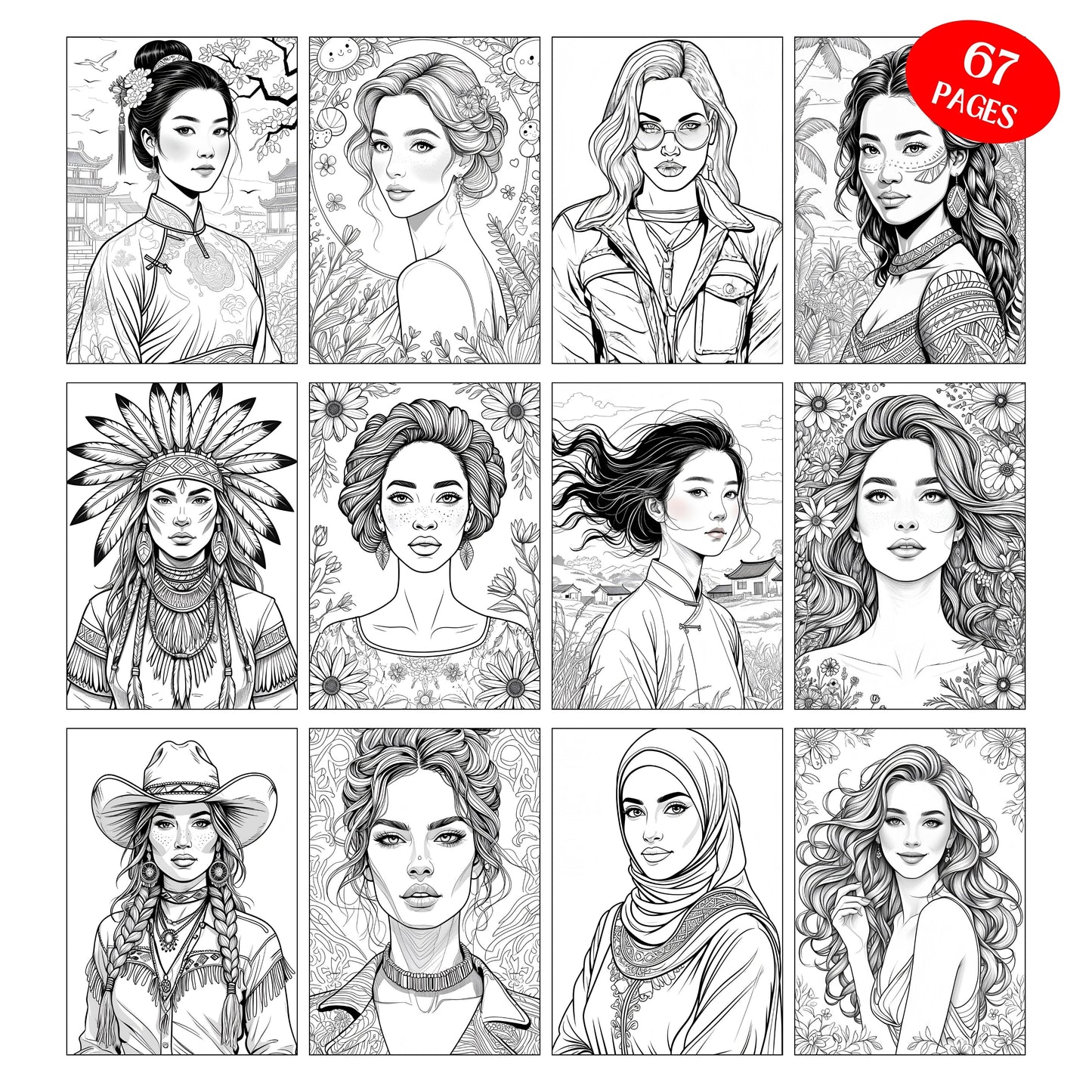 Coloriage Portraits Grand format Design d'Audrey