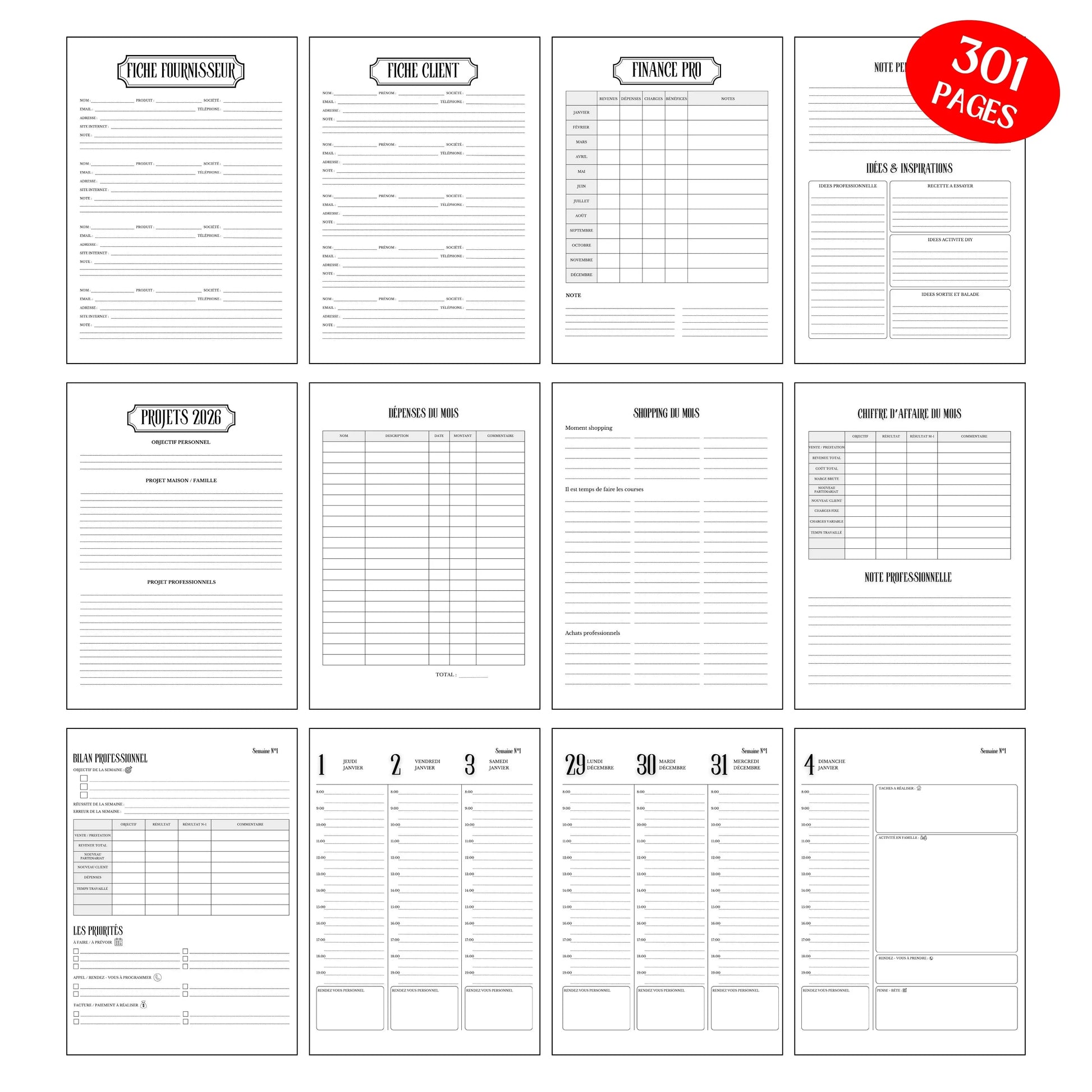 Agenda Professionnel 2026 Design d'Audrey