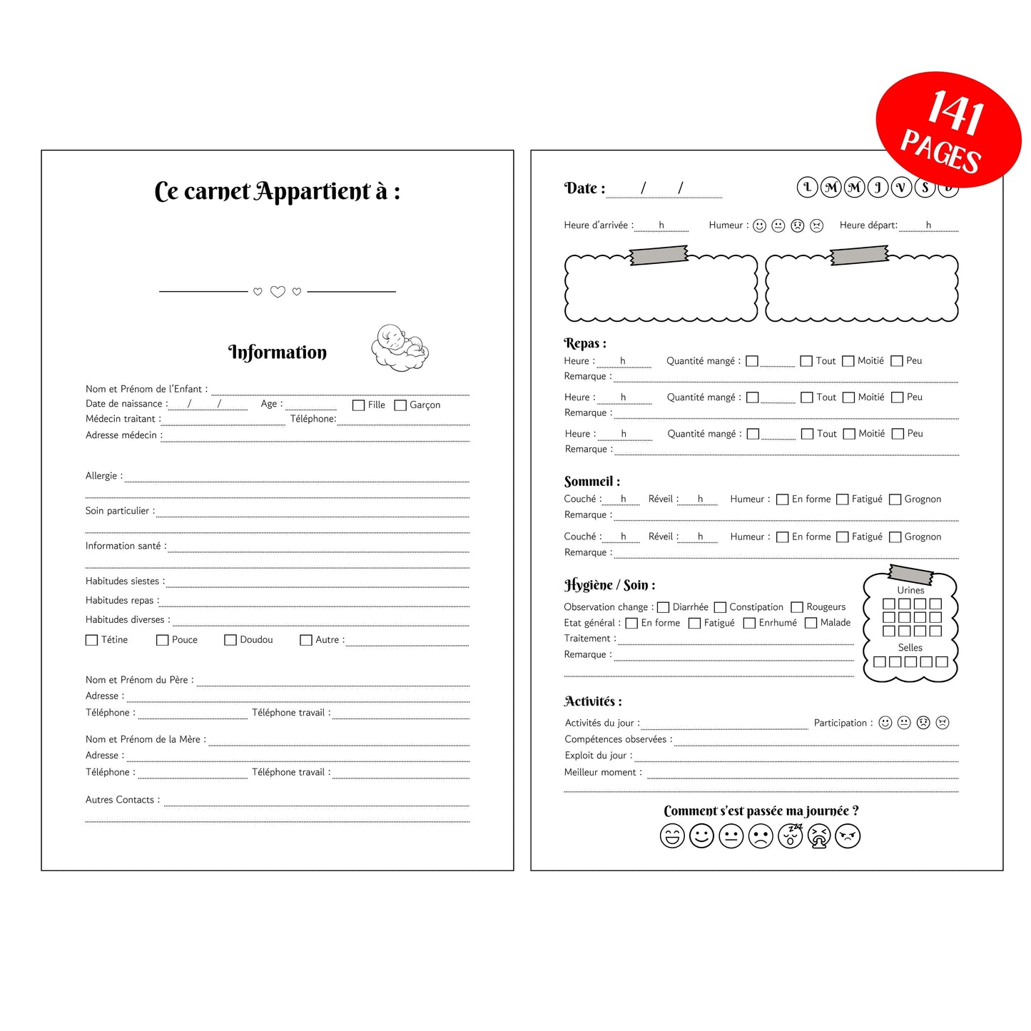 Mon Carnet de Liaison Bébé Design d'Audrey