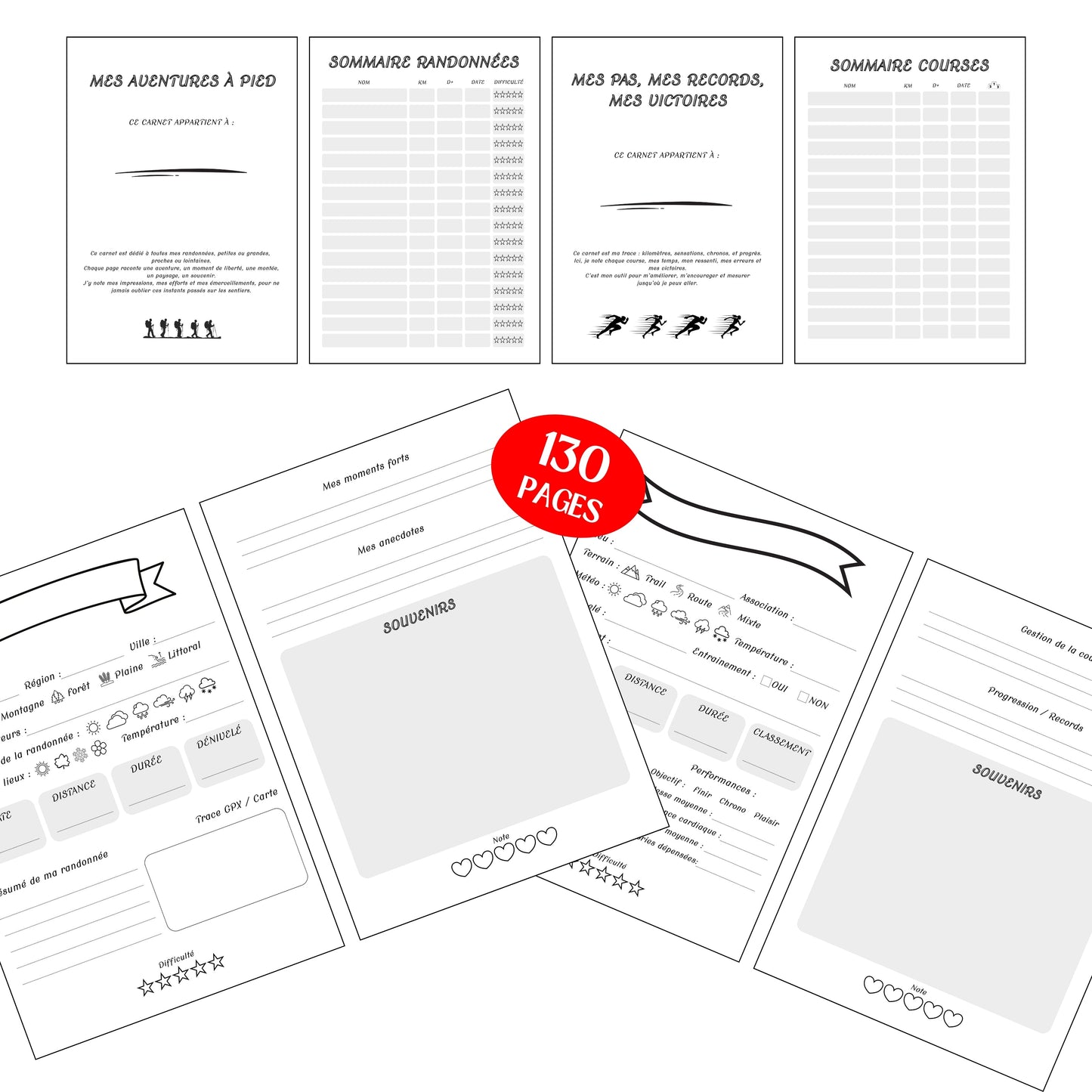 Mon Carnet 2/1 de Randonnées et Courses à pied Design d'Audrey